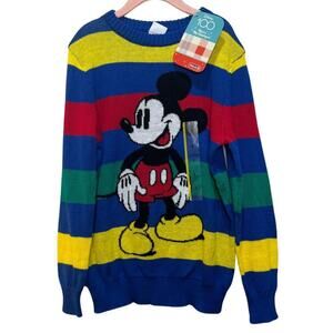 Disney 100 Mickey Mouse Retro Re-Imagined Striped Pullover Sweater